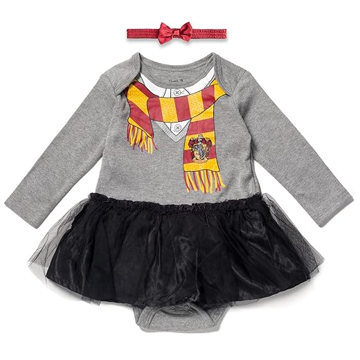 Harry Potter DC Comics Hermione Baby Girls Long Sleeve Costume Dress & Headband Set 0-3 Months