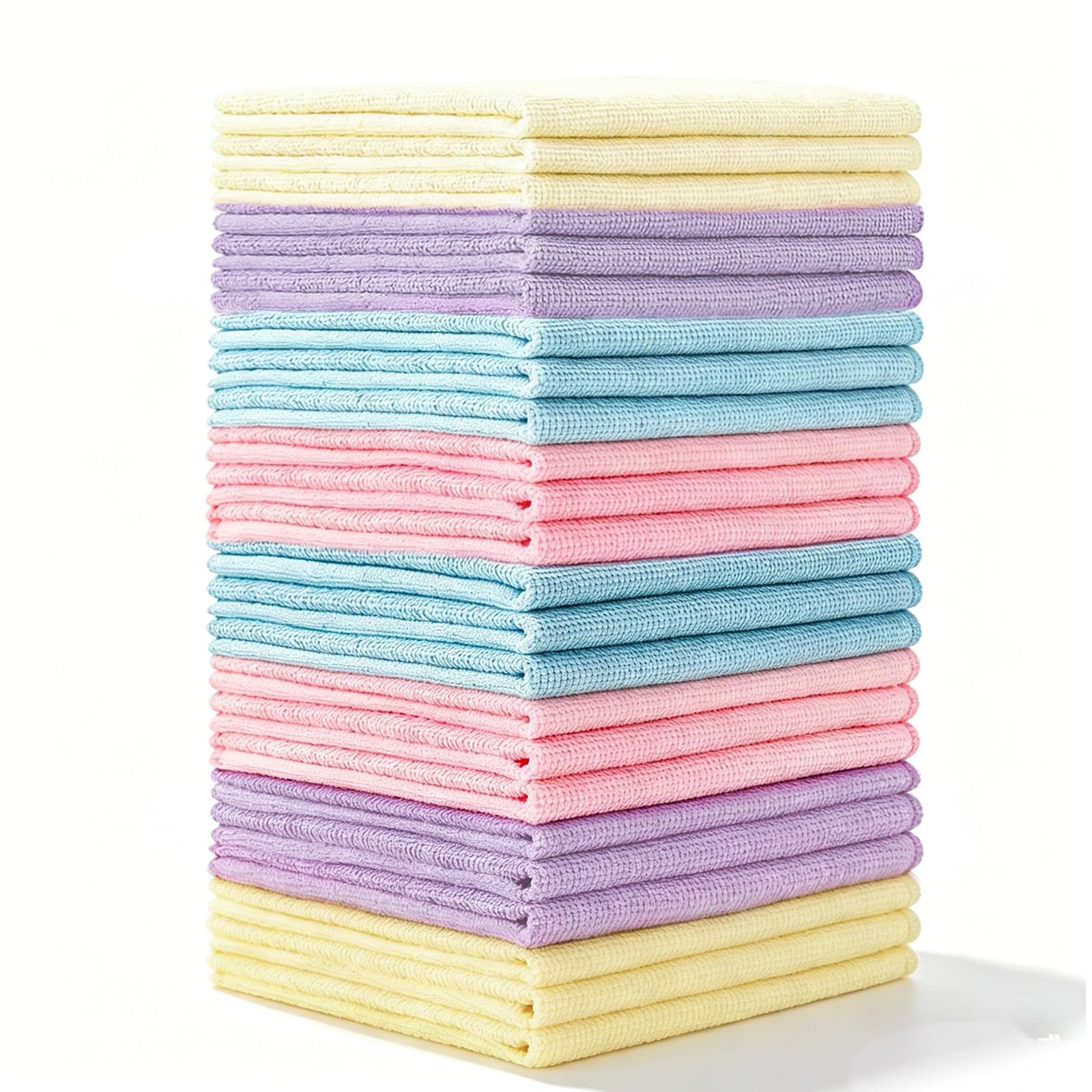 InkForge 24 Pack Microfibre Cleaning Cloth,Ultra Absorbent & Lint Free Cleaning Cloths in 4 Color, Scratch-Free Microfiber Towels,Reusable Cleaning Rags for Kitchen Car,Glass and Window,30 x 30 cm