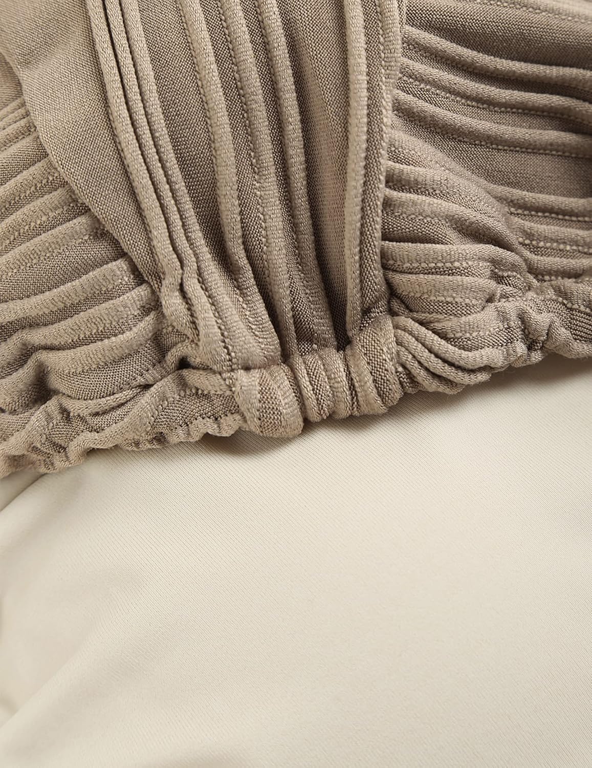 ZAFUL Womens Two Piece Swimsuits Ribbed Sexy Triangle Bikini Set Halter Neck High Cut Cheeky Bathing Suits Coffee XS - Image 5