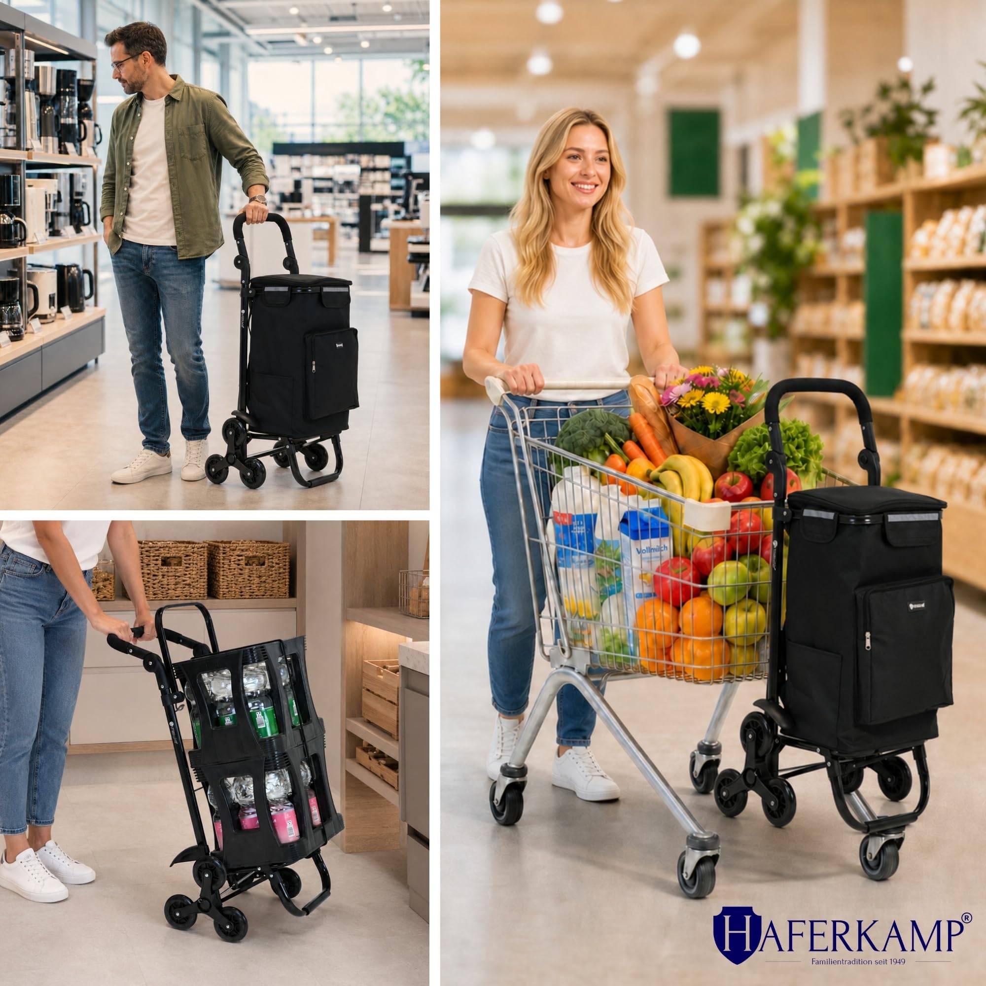 Klappbarer Treppensteiger-Einkaufstrolley TRAGINO 3-in1 Einkaufswagen