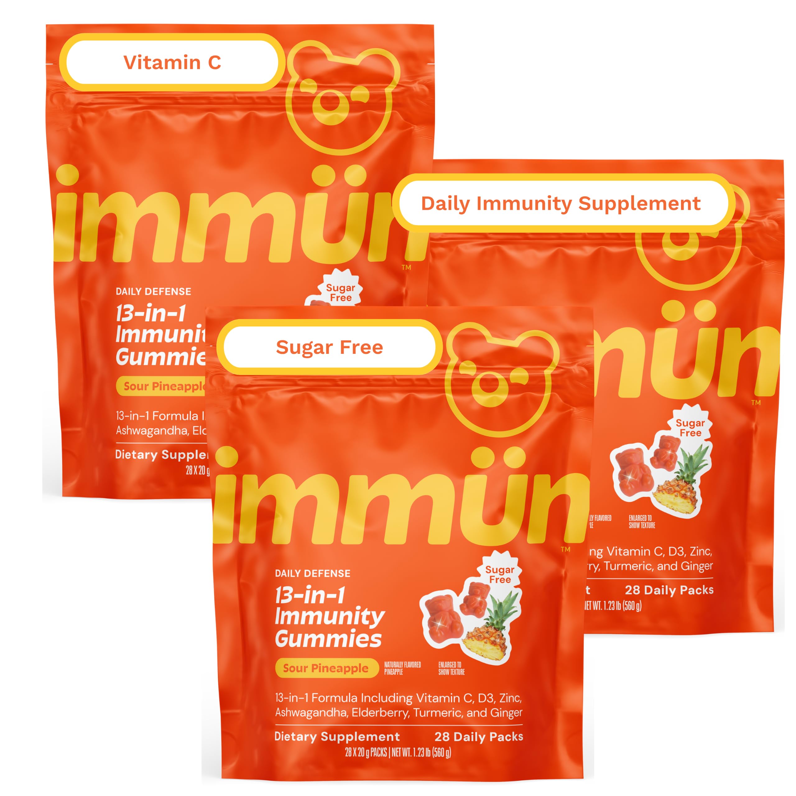 Grüns Immün 13-in-1 Immunity Support Supplement Gummies, Sugar Free 3x28 Sugar-Free 28 Count (Pack of 3)