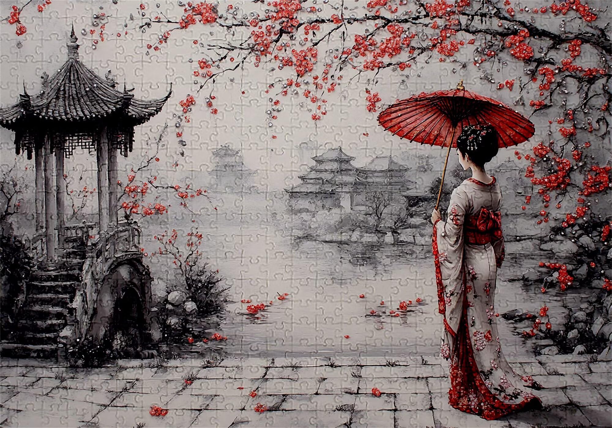 Puzzle 3000 elementów Japonia puzzle dla dorosłych kobiet 122 x 81 cm unikalne rzemiosło klasyczne 3D drewniana układanka do rodzinnych gier biznesowych, układanka do samodzielnego wykonania nawet do