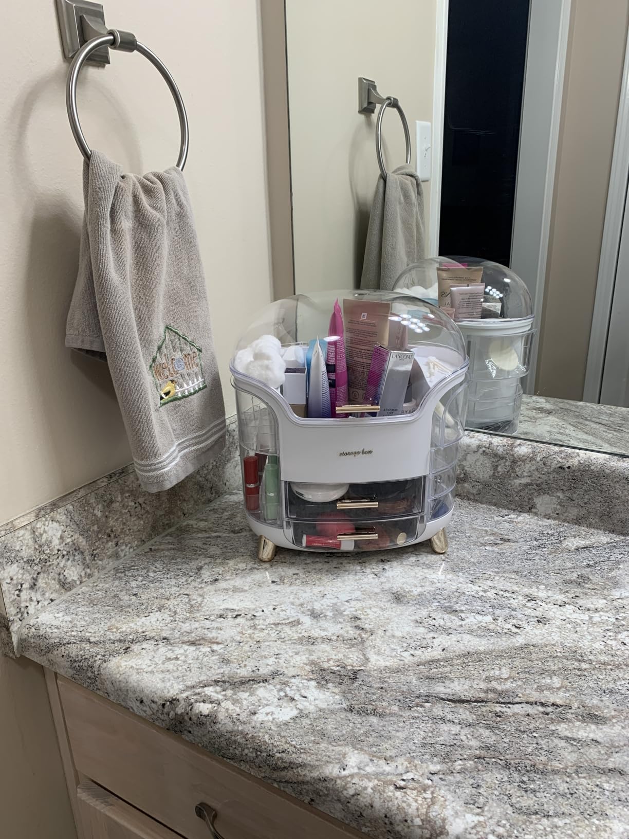 Omeily Upgrade Large Makeup Organizer Countertop Vanity Organizer Cosmetic Organizer Makeup Storage Box Bathroom Counter Organizer Perfume Skincare Organizers Gift Women Clear Design Easy Visibility