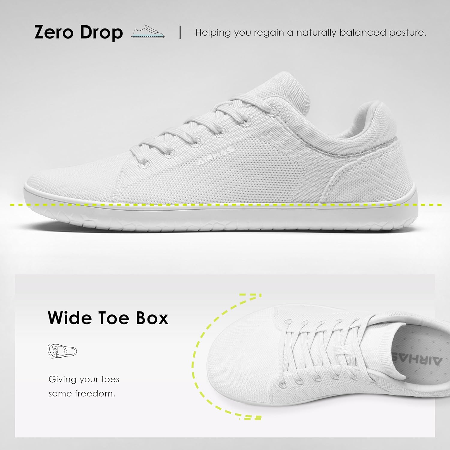 Womens Minimalist Barefoot Shoes Zero Drop Wide Toe Box Shoes Lightweight Casual Fashion Sneakers for Women(White,9.5) - Image 3