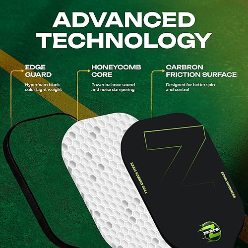 Miniatura 2 de ZENTROVA Carbon Fiber Pickleball Paddle, Lightweight T700 Raw Carbon Surface Pickleball Paddle 16mm Thickness with 2 Pickleballs, Paddle Cover,