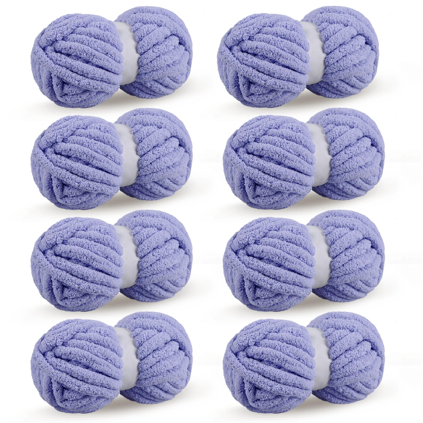 Blue Purple Chunky Chenille Yarn for Crocheting Bulky Thick Fluffy Yarn for Knitting,Super Bulky Hand Blanket, Soft Plush Yarn Crochet Carpet/Scarf/Cushion/ 8 Jumbo Pack(63.76oz/197.68yd