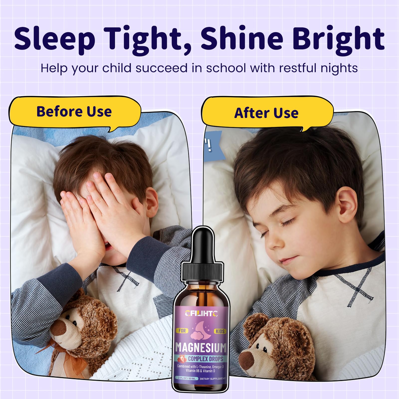 Kids Magnesium Liquid Drops-Magnesium Glycinate Liquid for Kids Supplement-w/L-theanine, Omega-3, Vitamin B6, D3 - for Sleep, Relaxation, Brain, Bones - 4 Fl Oz Children's Calm — Amazon image 6