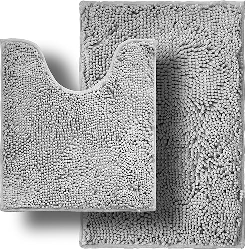 Juego de alfombras de baño de 2 piezas, súper absorbentes, suaves, gruesas, lavables a máquina, alfombra de baño de felpilla antideslizante, tapetes
