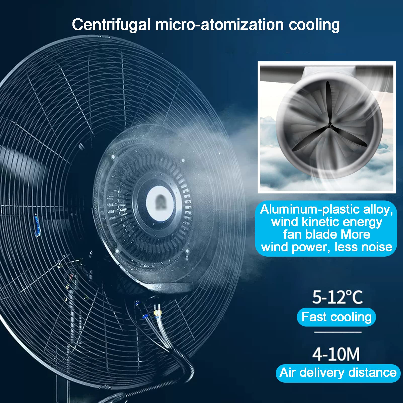 Ventilador de nebulización, oscilante, humidificador, pedestal, ventilador de refrigeración para patio, gimnasio, restaurante, fábrica, 65 cm, ideal para control de humedad y brisa de verano