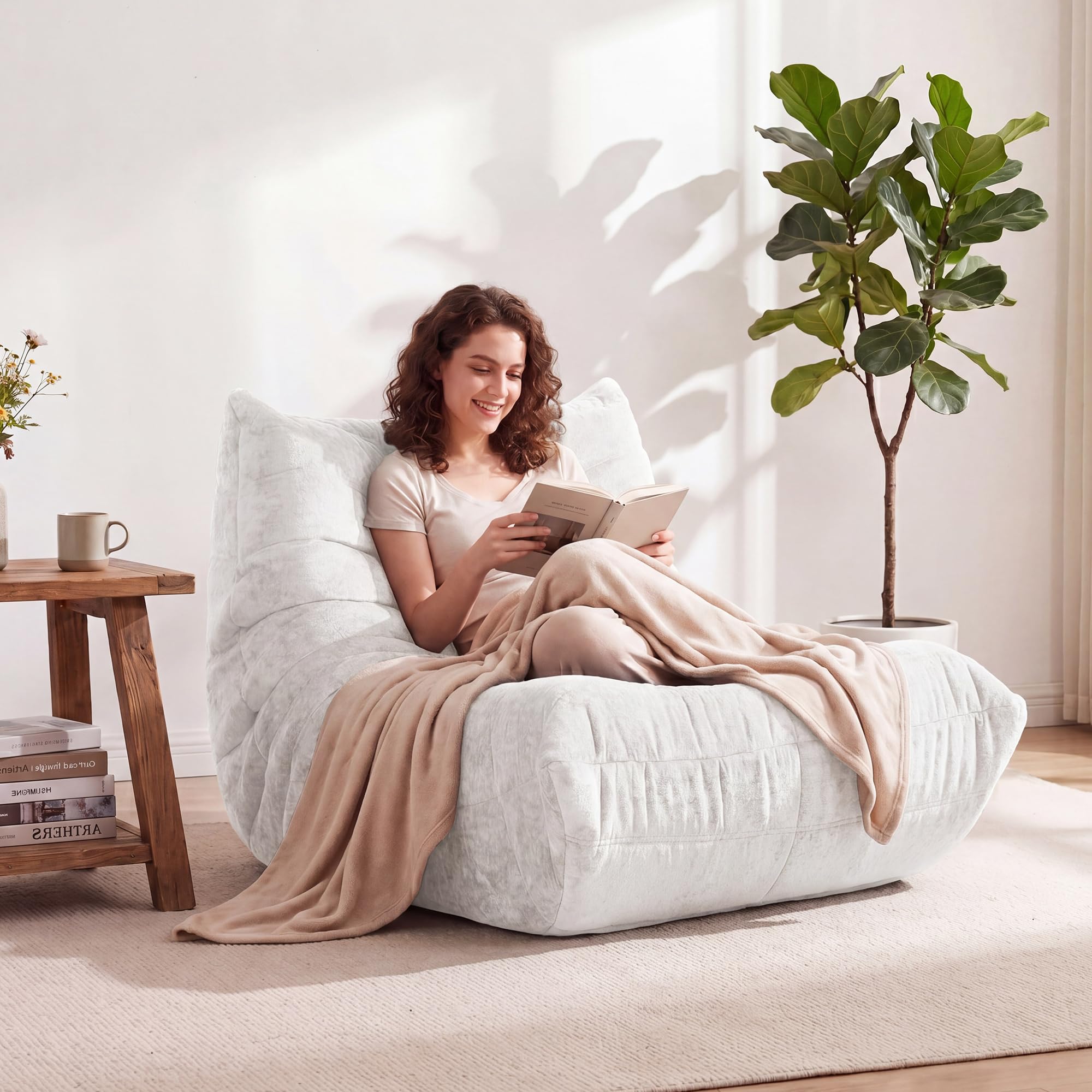 Upvilla Mid Century Armless Floor Sofa, weicher Boden-Lounge-Sessel, Schaumstoff-Sofa-Akzentstuhl für Wohnzimmer, Schlafzimmer und Büro