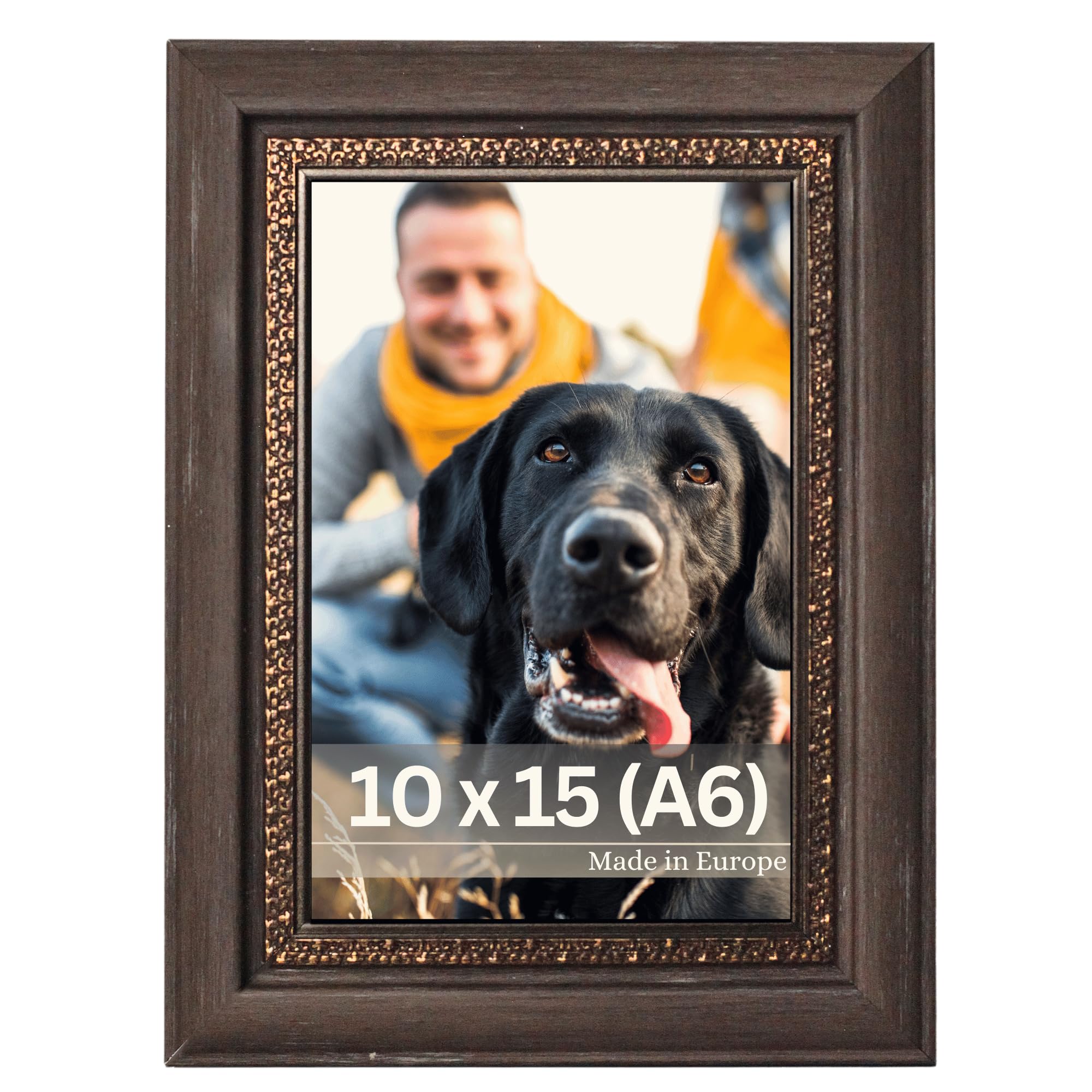 VictoR Bilderrahmen Boho braun in 10x15 cm (A6) - Leiste: 30x16mm - Fotorahmen vintage Deko rustikal - Landhaus