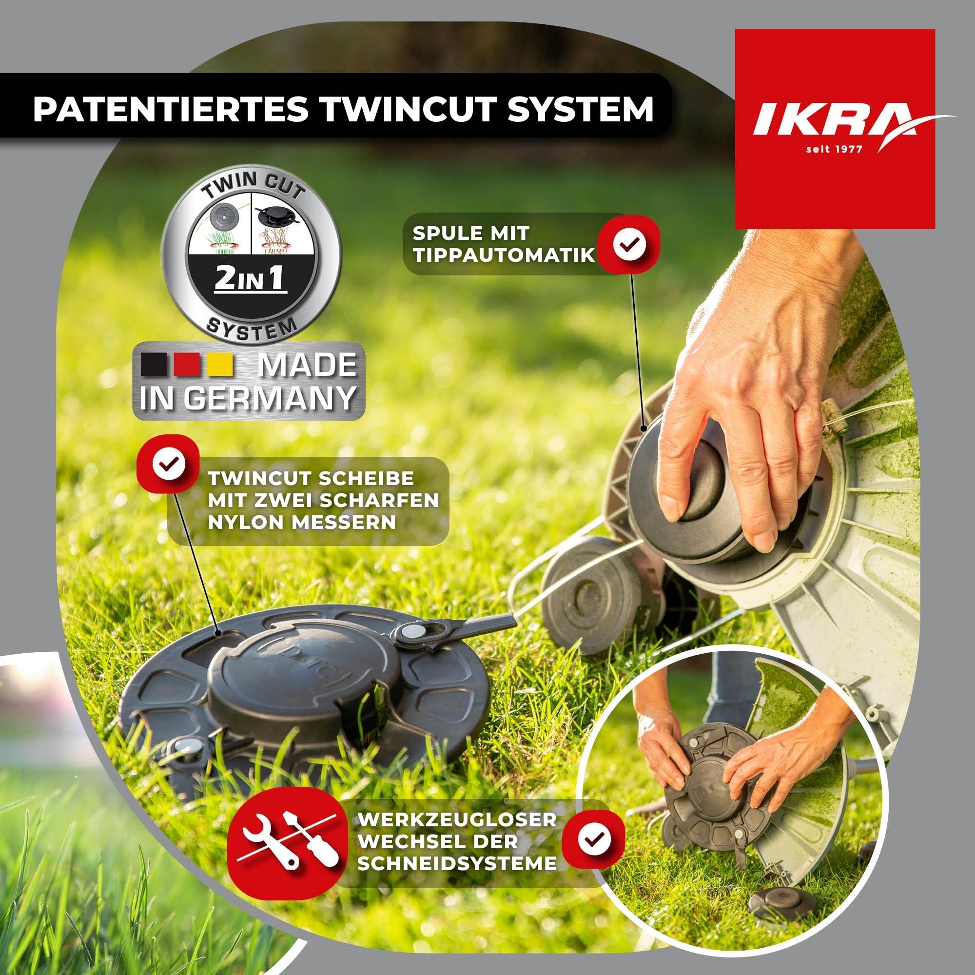 IKRA 2in1 Elektro Rasentrimmer IGT 650 D-TC, 650W, Schnittbreite 30cm