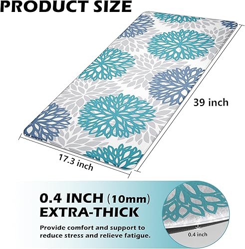 Miniatura 137 de Juego de 2 tapetes de cocina acolchados antifatiga, impermeables, antideslizantes, tapete de espuma viscoelástica, tapete cómodo para fregadero