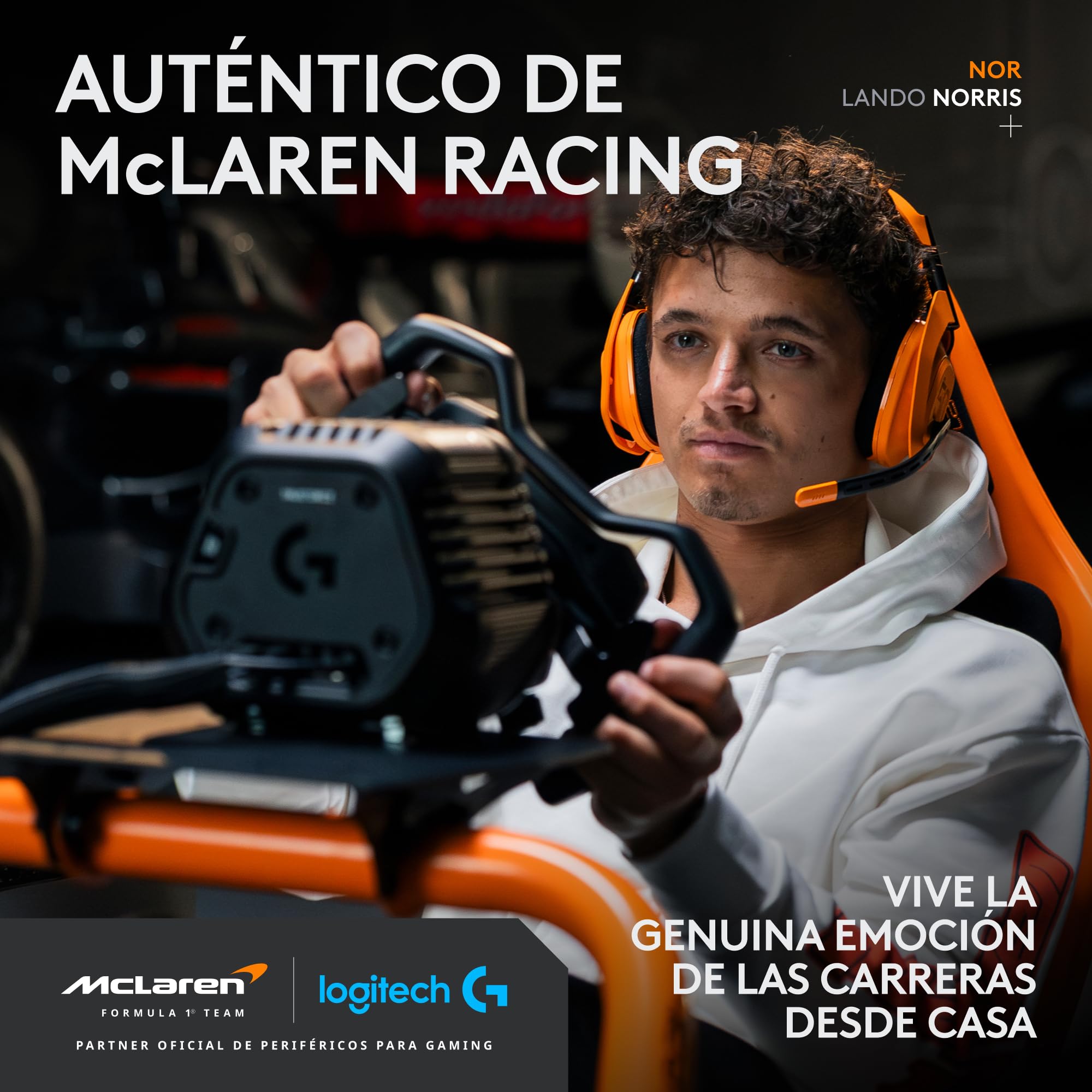 Logitech G RS Formula Wheel McLaren Racing Edition Volante de simulación de carreras para gaming, para PC, Xbox y PlayStation – Diseñado para usarse con RS Wheel Hub (RS50) - Negro
