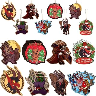 24 Wooden Krampus Hanging Ornaments - Cute Krampus Christmas Decorations for Farmhouse Tree