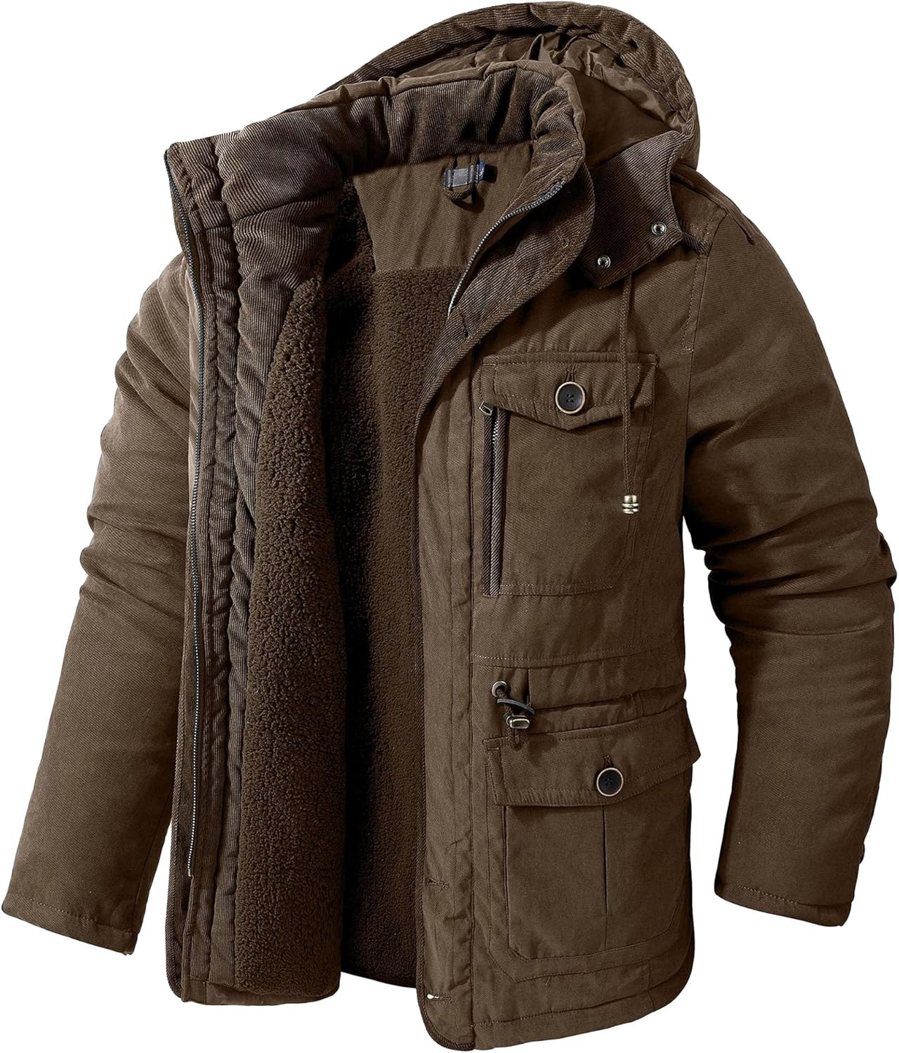 Men's Winter Jacket Cotton Fleece Lined Warm Jackets Work Cargo Military Coats Windbreaker Coat Outerwear Warm Parka