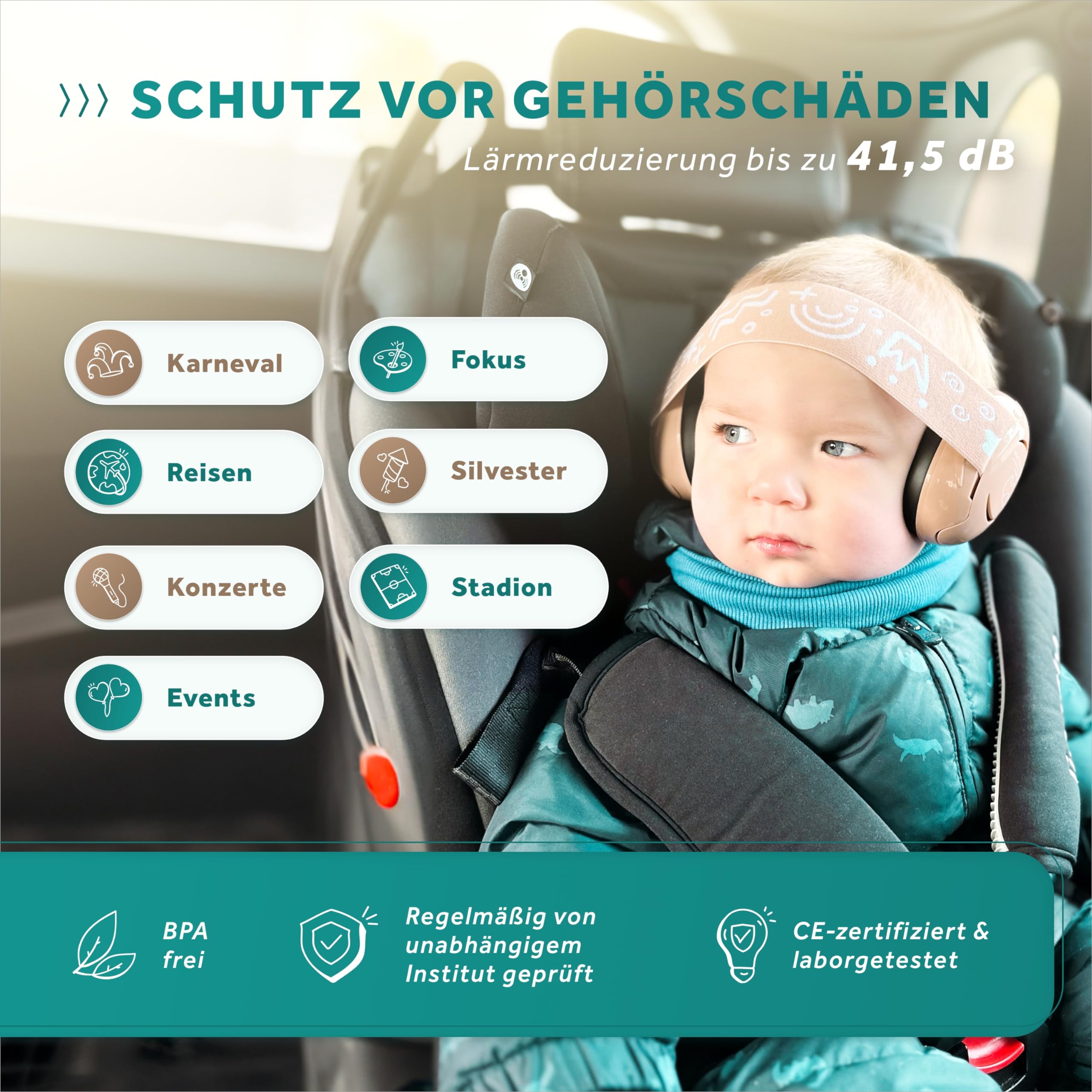 Schallwerk ® Mini+ Gehörschutz Baby & Kinder – Lärmschutz Kopfhörer für Kleinkinder – Hochwertige Ohrenschützer & Hörschutz speziell für Babys