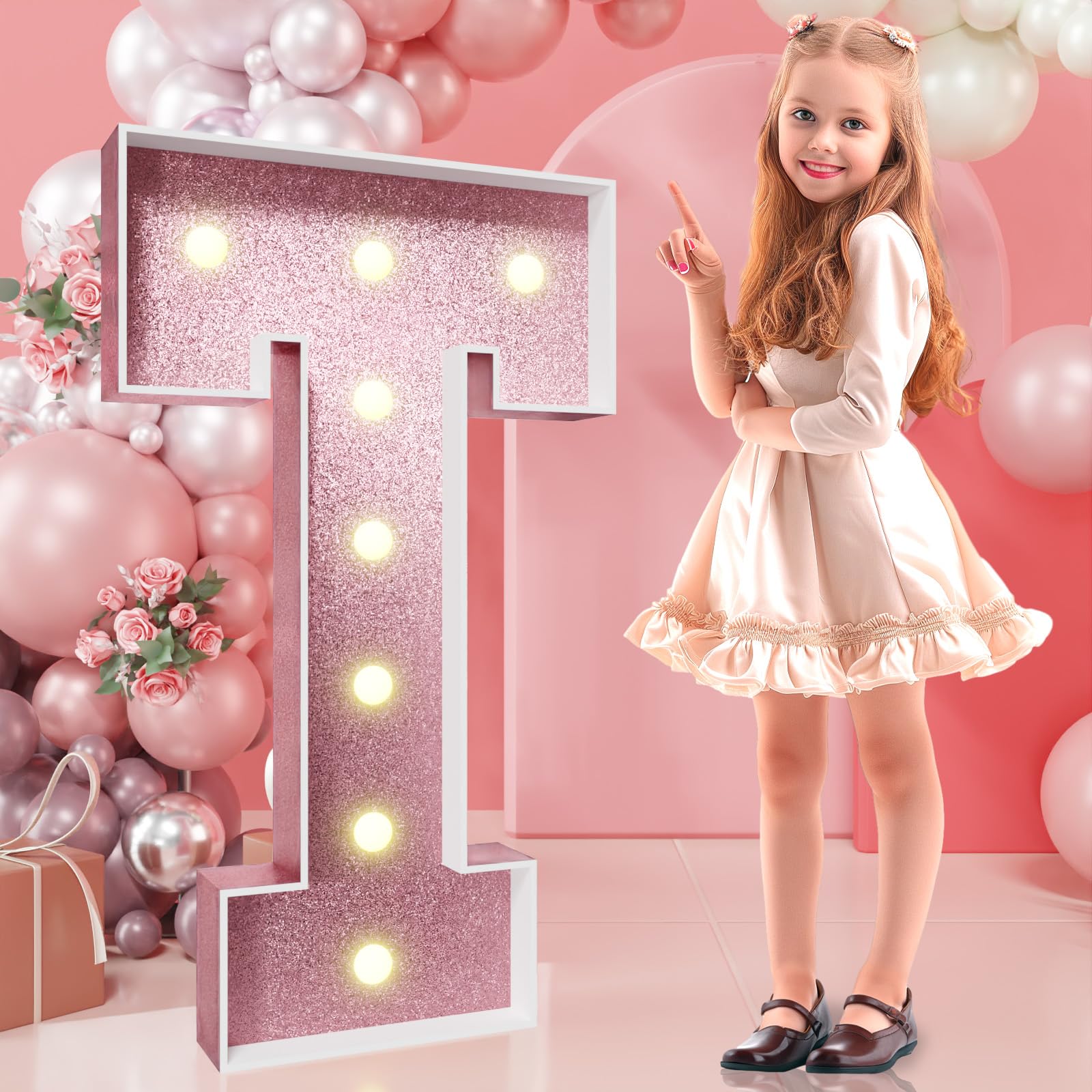 imprsv Marquee Letters Rose-Gold 3FT: Rose Gold Party Decor - Light Up Letter T Large 3 Feet Tall - Party Decorations Letter for Birthday Wedding Proposal Events