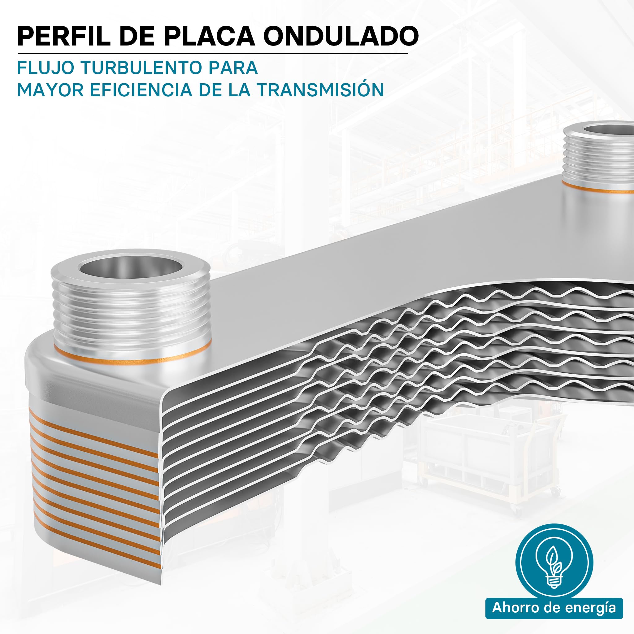 Wiltec Intercambiador calor térmico acero inoxidable 40 placas Termocambiador placas máx. 440 kW