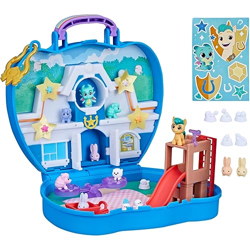 My Little Pony Mini World Magic Compact Creation Critter Corner Toy, Buildable Playset with Hitch Trailblazer Pony for Kids Ages 5 and Up