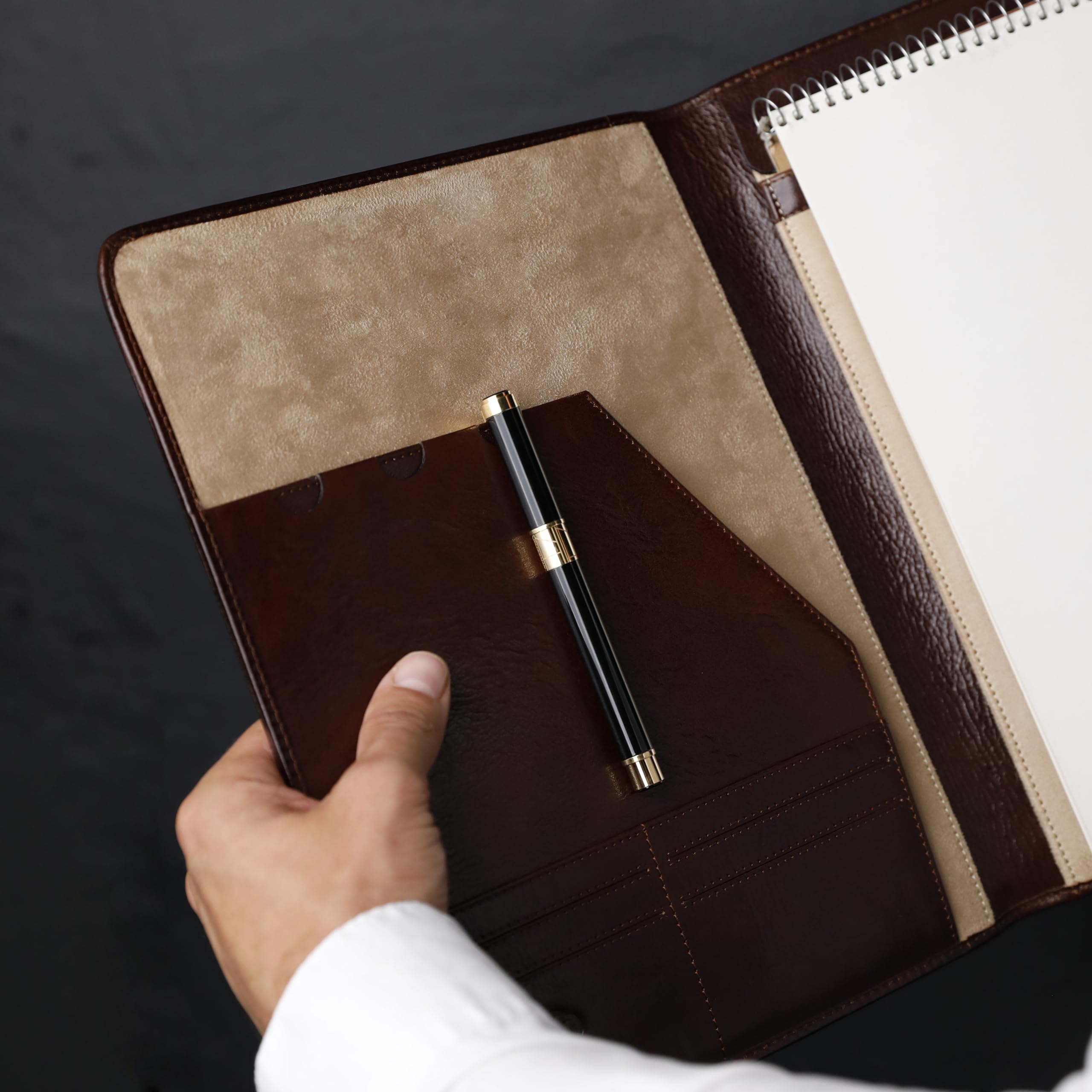 Time Resistance Leather Portfolio Tablet size Leather Document Case Small Briefcase - Image 3