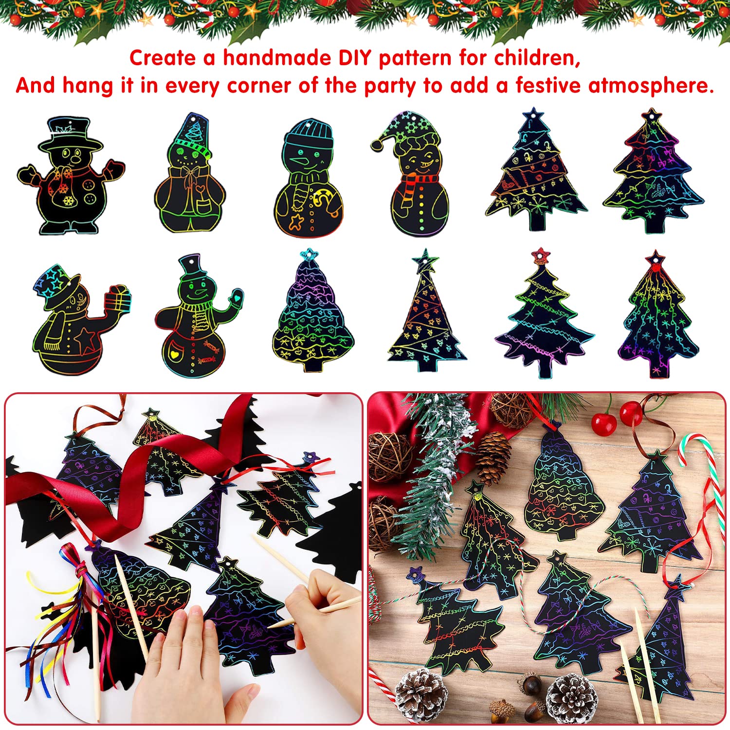 Scratch Book Mocoosy 48 Pezzi Di Carta Da Grattare Natalizi Artigianato Per  Bambini, Arcobaleno Gratta E Vinci Magici Decorazioni Appese Ornamenti  Natalizi Per Regali Di Natale Giocattoli Fai Da Te Per Bambini, image size:1500x1500