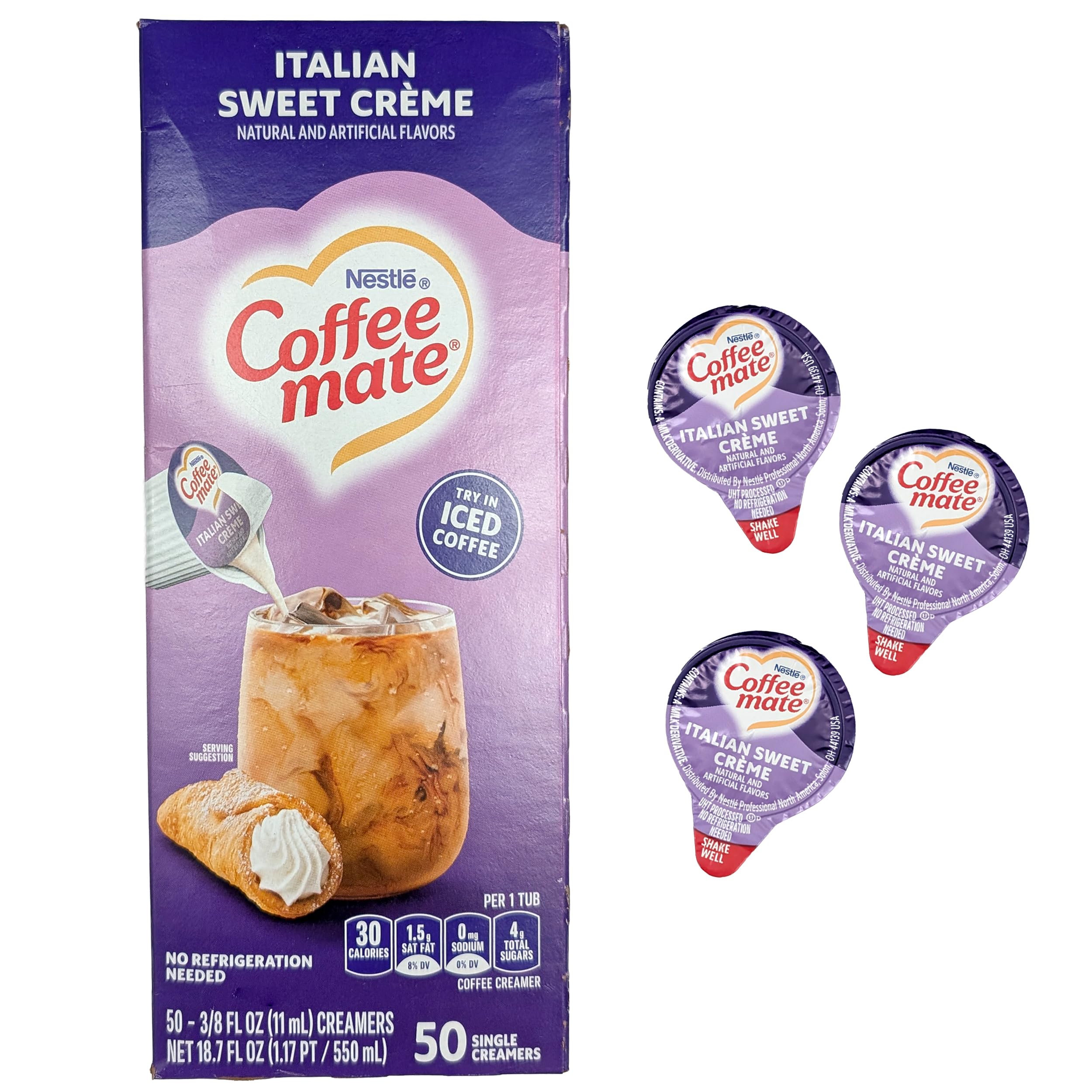 Italian Sweet Cream Liquid Coffee Creamer Singles, 50 Creamers Singles Serve Box (18.7 Fl Oz.)