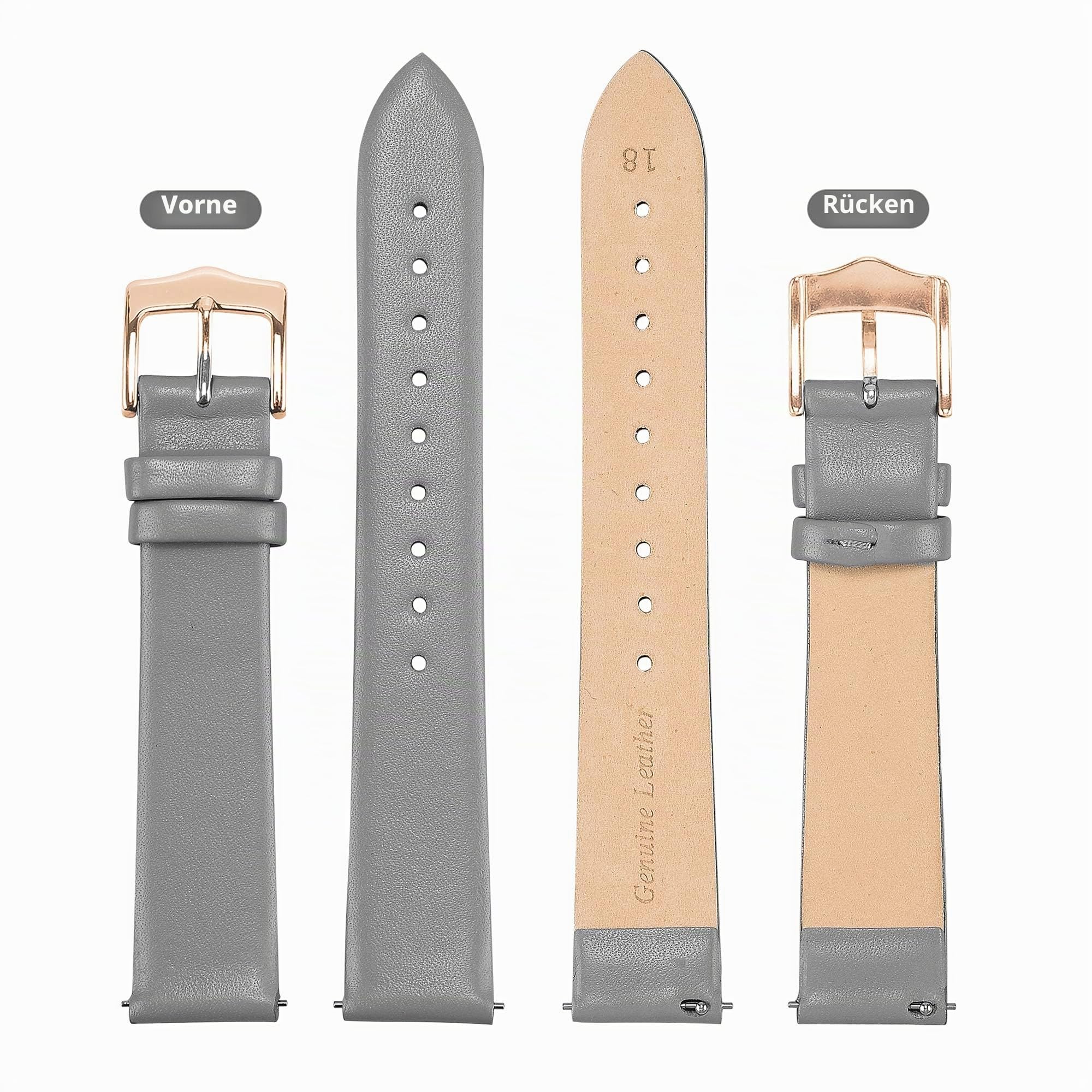 EACHE Damen-Uhrenarmband, Leder, mit Schnellverschluss, in mehreren Farben erhältlich (12 mm, 14 mm, 16 mm, 18 mm, 20 mm)
