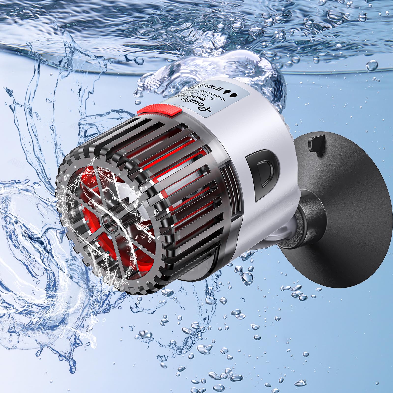 Pawfly 3 W Aquarium Wave Maker 800 GPH Submersible Adjustable Circulation Pump for Fish Tanks up to 50 Gallons Aquarium Power Head Water Pump with Strong Suction Cup Base