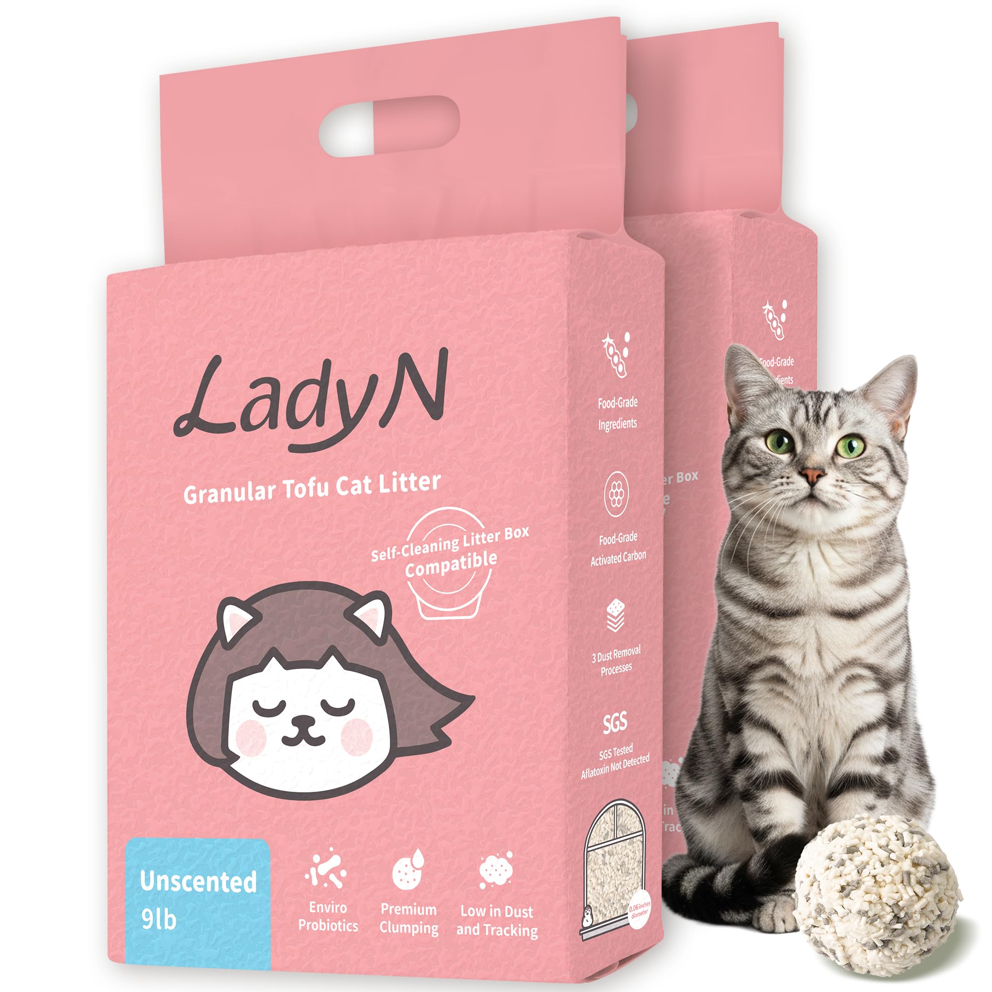 Lady N Granular Tofu Cat Litter Mini-Pellet 18lb