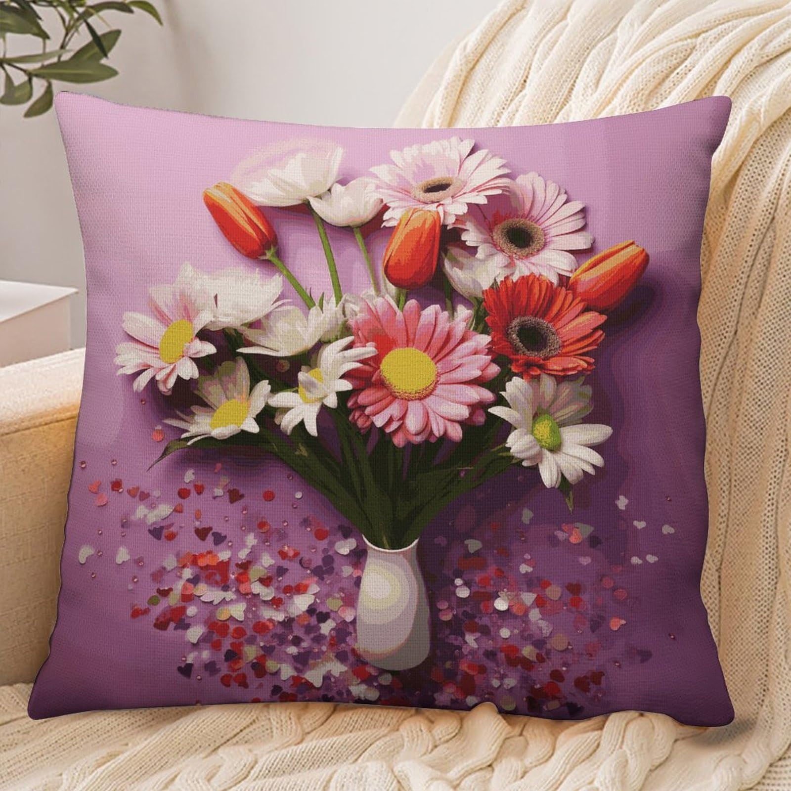 Fekiloot Style Fresh Flowers Pillowcase Pillow Sham Pillow Case