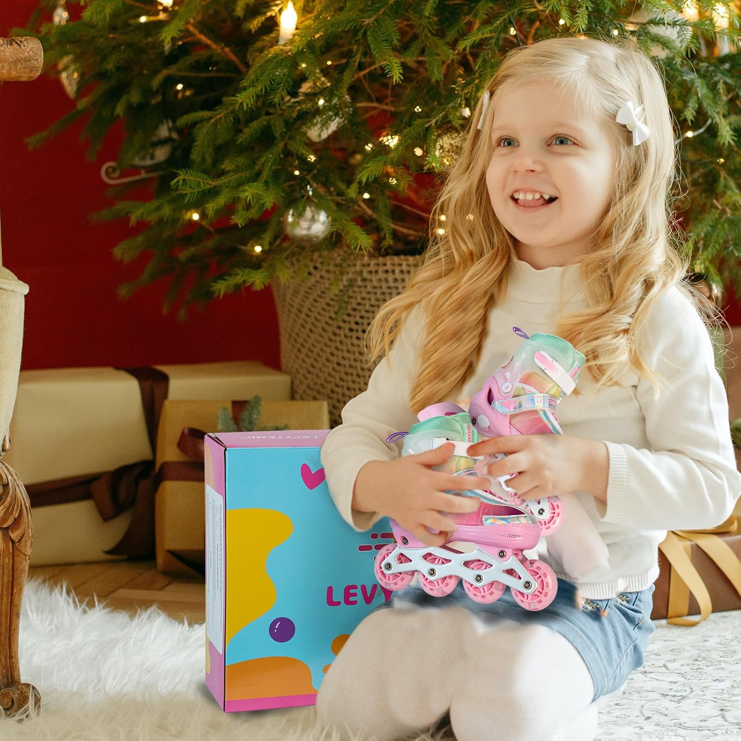 Kids Adjustable Inline Skates for Girls Boys and Adults, Blades Skate with Outdoor All Light Up Wheels for Beginner Youth Women