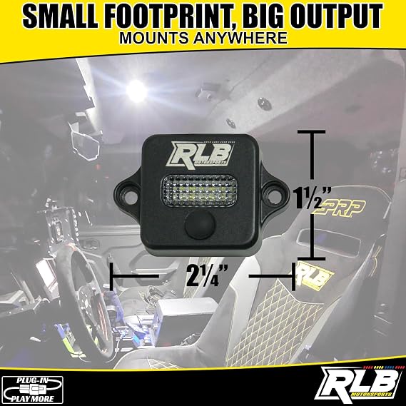 Dome Light for UTV, Golf Cart, Offroad Vehicles, Interior LED Dome Light with Push Button! Compatible with Polaris Can Am Roll Bar 1 - 3 or Flush Mount.