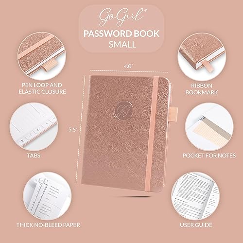 Miniatura 2 de GoGirl Cuaderno para contraseñas con pestañas alfabéticas, diario de direcciones de Internet y contraseñas para guardar inicios de sesión de sitios