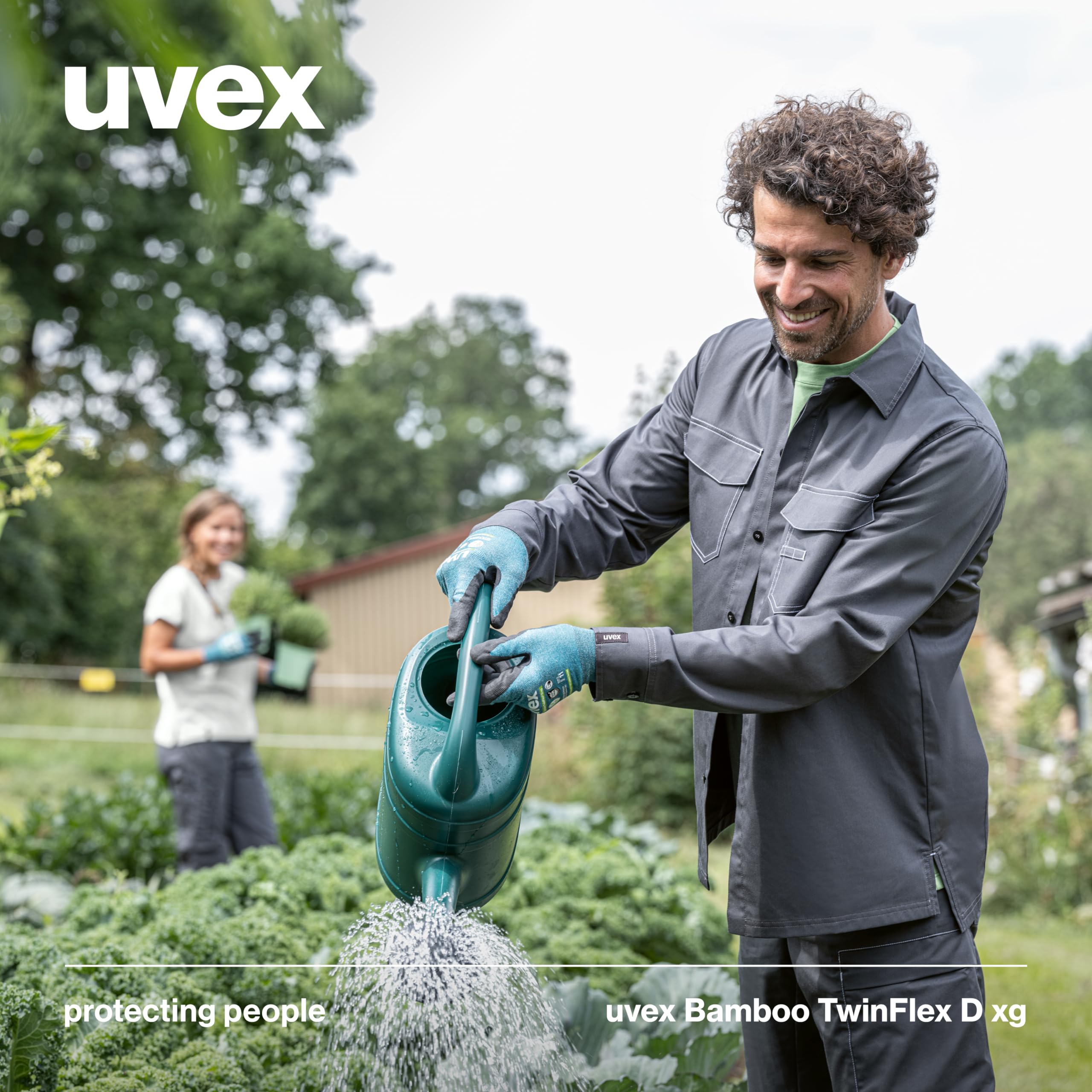 Uvex Bamboo TwinFlex D xg, 1 para rękawic chroniących przed przecięciem i przyczepnością do suchych i wilgotnych/tłustych obszarów - zrównoważone i wytrzymałe - zielone, czarne - rozmiar 09/L