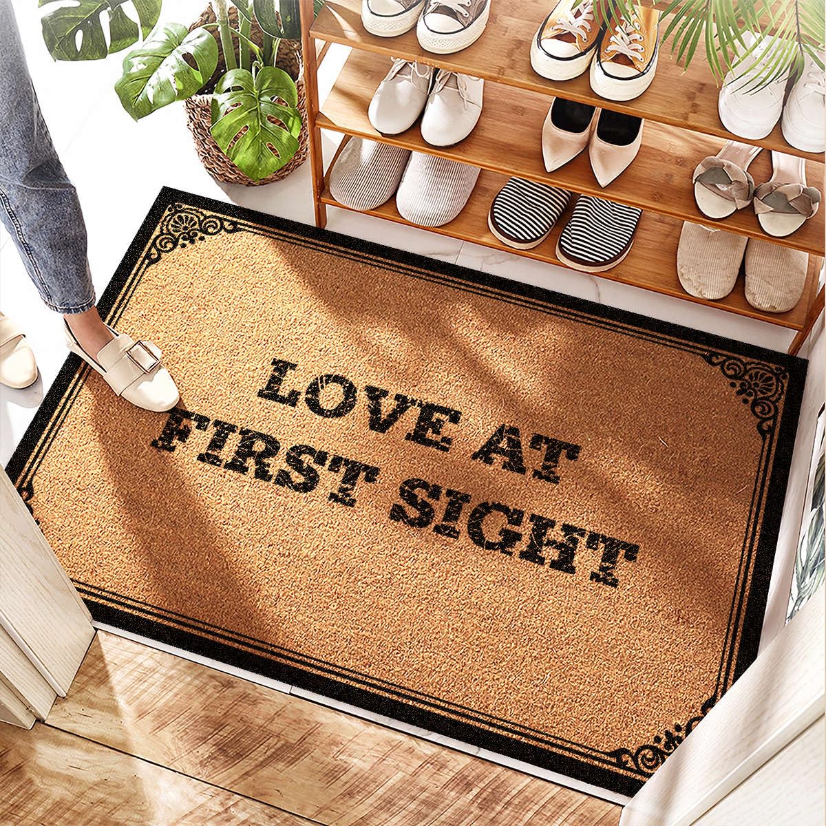 Tapis de porte d'intérieur en noix de coco Love At First Sight pour un coup de foudre déco