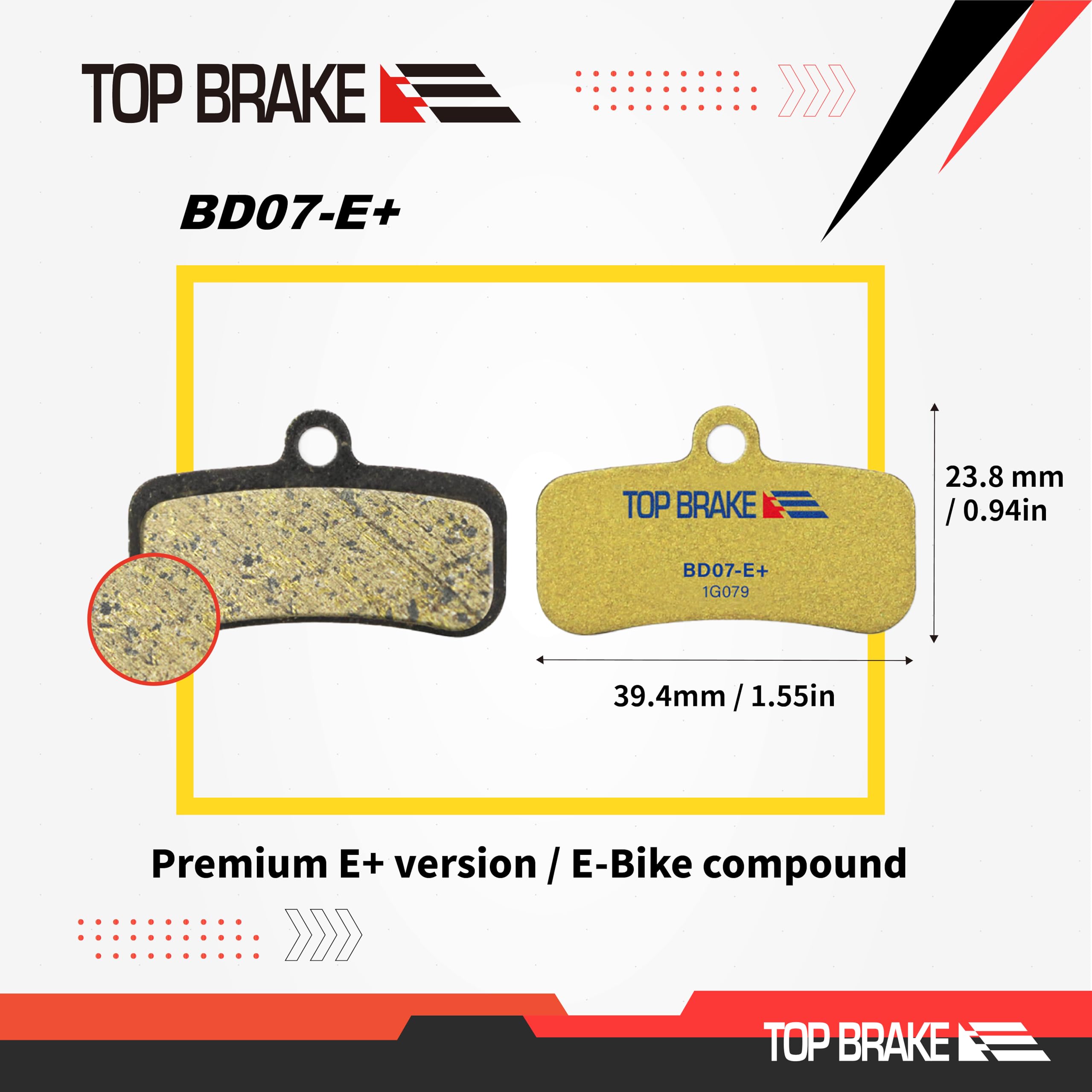 Top Brake Disc Electric Bike Brake Pads for Shimano Saint BR-M810 /820 XTR-M9120Tektro TRP, Gold, 1.55*0.94 (in) - Image 4
