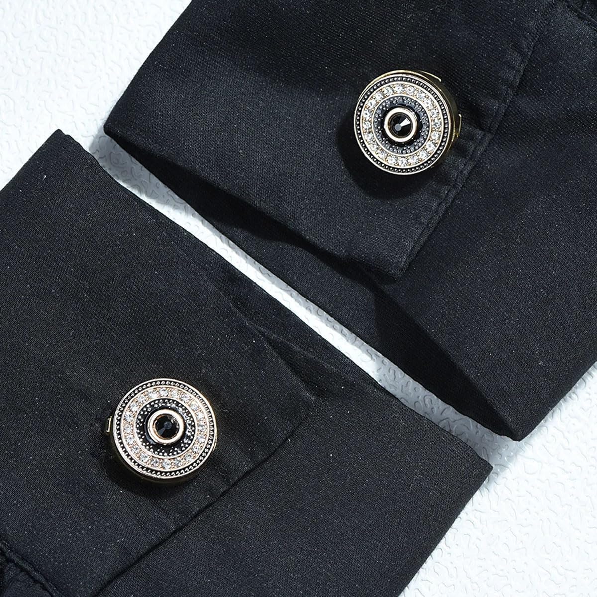 5PCS Vintage Black Rhinestone Cufflinks Geometric Round Button Covers for Men Business Dress Shirts Jackets Wedding Accessories