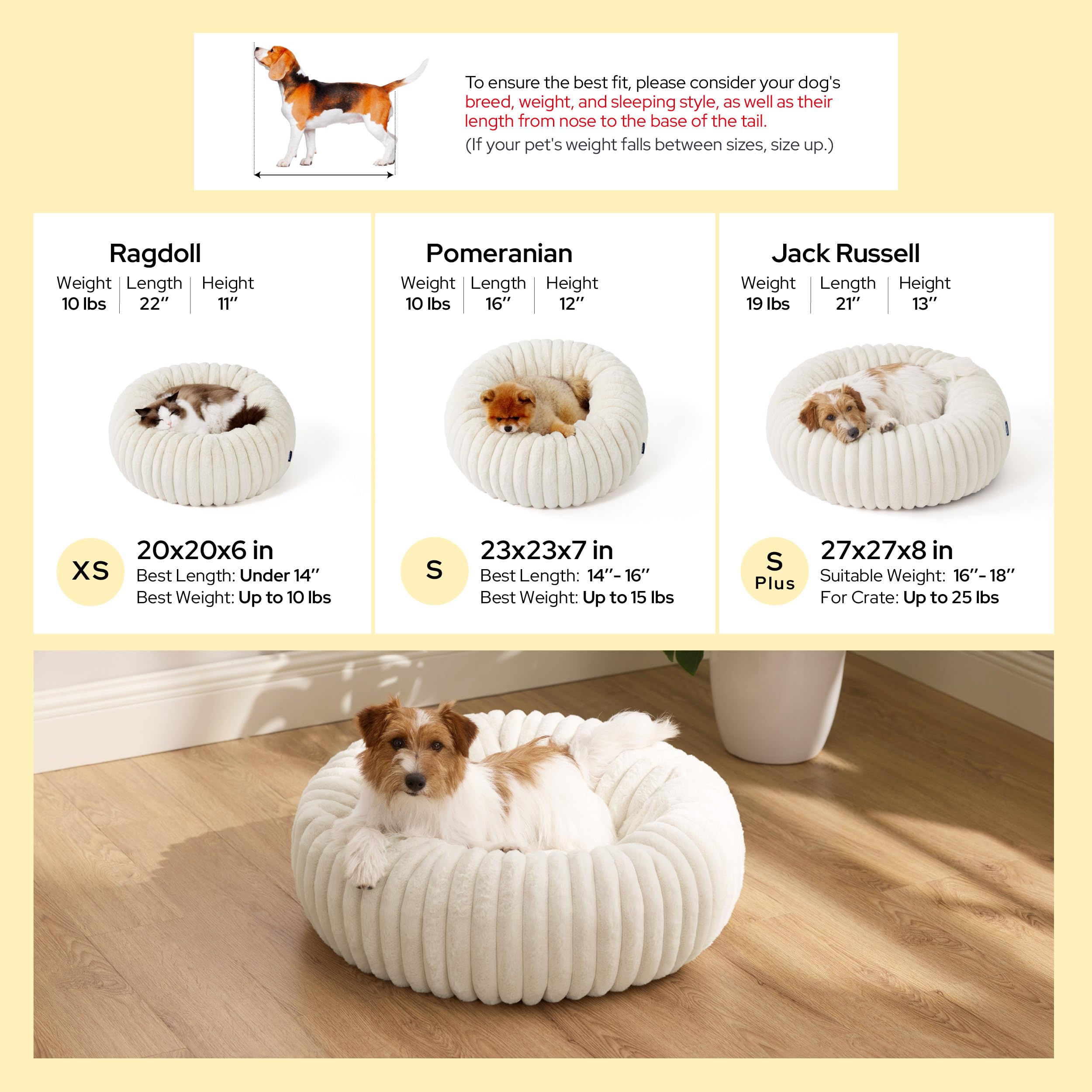 Bedsure ComfyFleece™ Donut Small Dog Bed with Removable Washable Cover