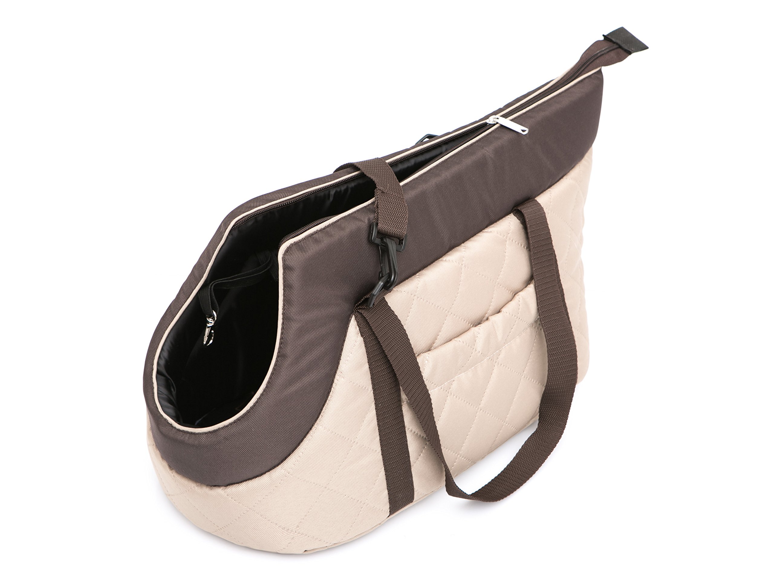 Bolsa de transporte, para perros, gatos, dos maneras de llevar, seguridad de mascotas, saco, saco para perros, R2: 30 x 50 cm, beige con bufanda marrón