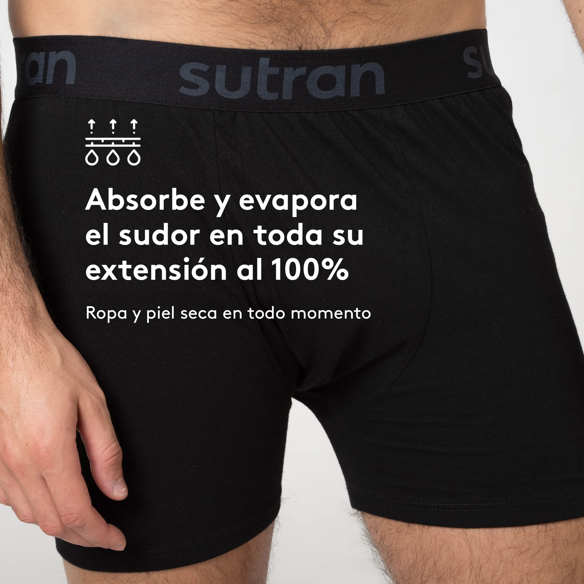 Calzoncillo bóxer antisudor con Lycra - Absorbe y Evapora el Sudor, Anti-Manchas, Anti-Olor, 100% Transpirable Hiperhidrosis