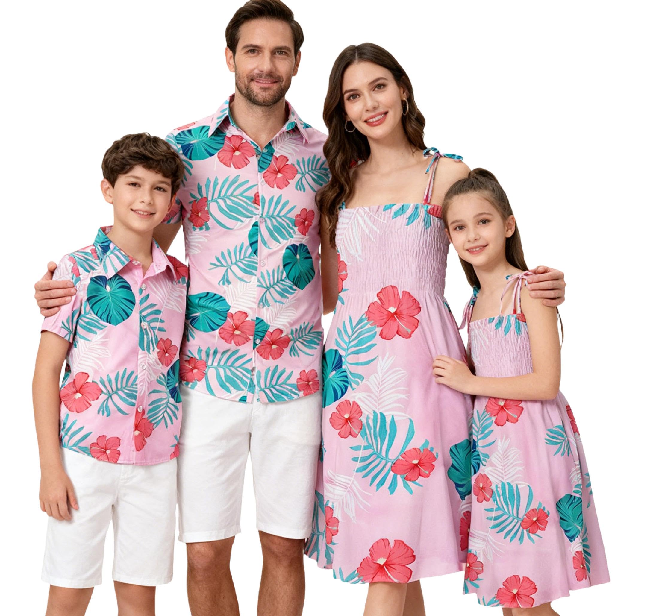 SANGTREE Family Matching Hawaiian Outfits , Casual Beach Travel Clothes ，Vacation Clothing Set for Women &amp; Men &amp; Girls &amp; Boys