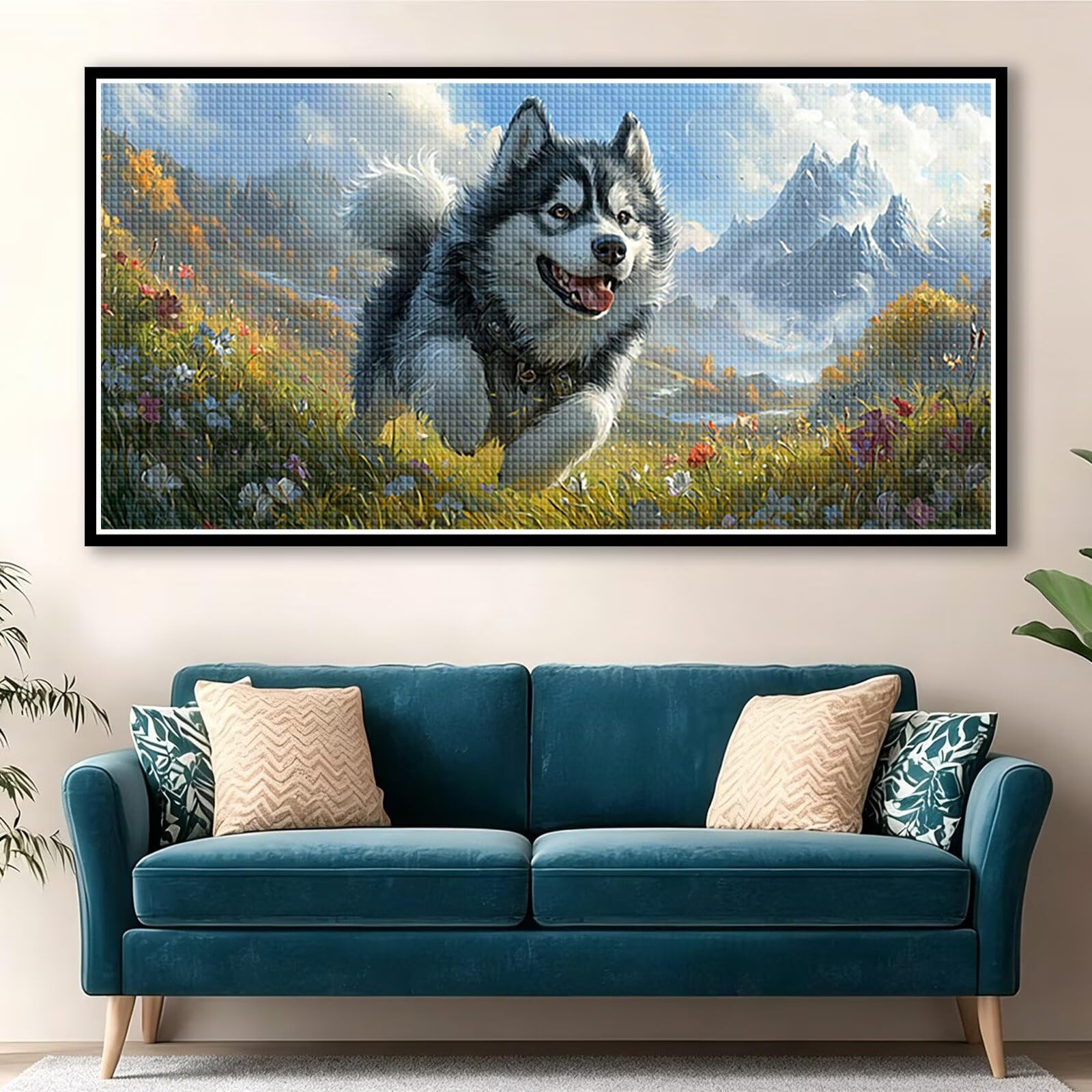 Diamond Painting Adultos Perro Pintura Diamante, Animal Diamond Painting 5D Completo, DIY Cuadrado Bordado Punto de Cruz Cuadros de Diamantes Kit para Decoracion Hogar, Regalo Mujer 160x80cm 0J-112