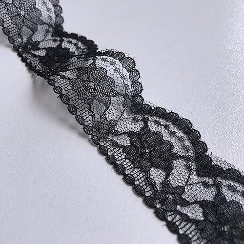 Miniatura 8 de Cinta de encaje negra de 6 estilos mixtos no elásticos para decoraciones de boda nupcial, costura, bricolaje y manualidades (6sn-negro)