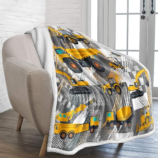 Excavator Blanket Throw Kid's Cars Engineering Vehicle Digital Print Bedding Boys Girsl Bed Blanket Couch Sofa Blanket Throw 130x150cm