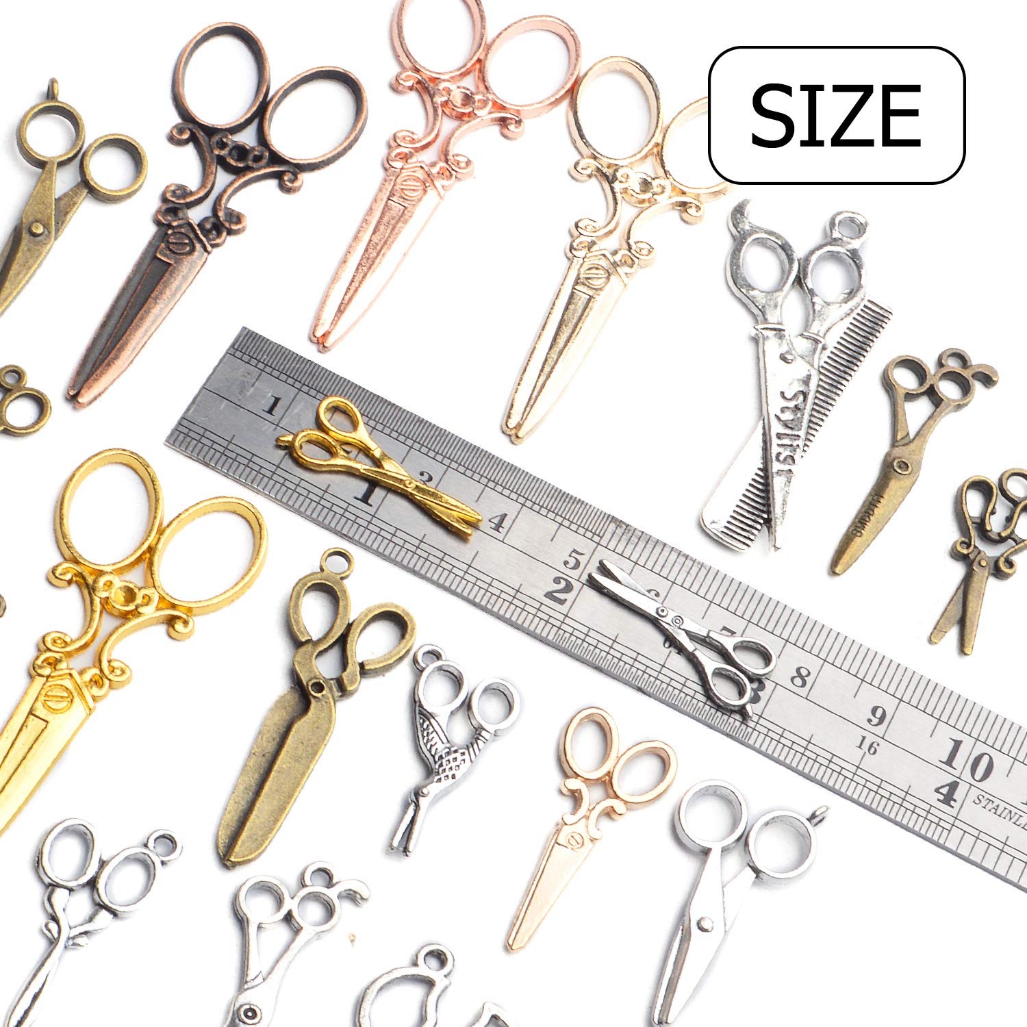 Amazon.co.jp: ハサミチャームコレクション 100g (約40-60個) 混合合金  