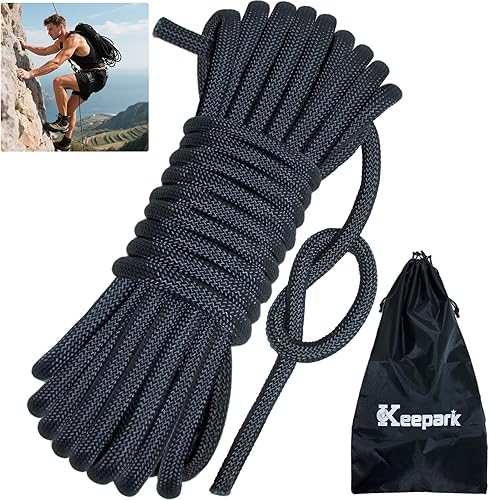 10.5mm 1/2 Inch Static Climbing Rope - 32FT to 150FT - 9000lbs Arborist Tree Rope, Heavy Duty Rappelling Rope for Adults & Kids Rock Climbing, Fire Rescue, Escape, Caving, Sailing & Swing