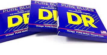 DR Guitar Strings 3 Sets Electric Pure Blues Vintage Pure Nickel 9-46