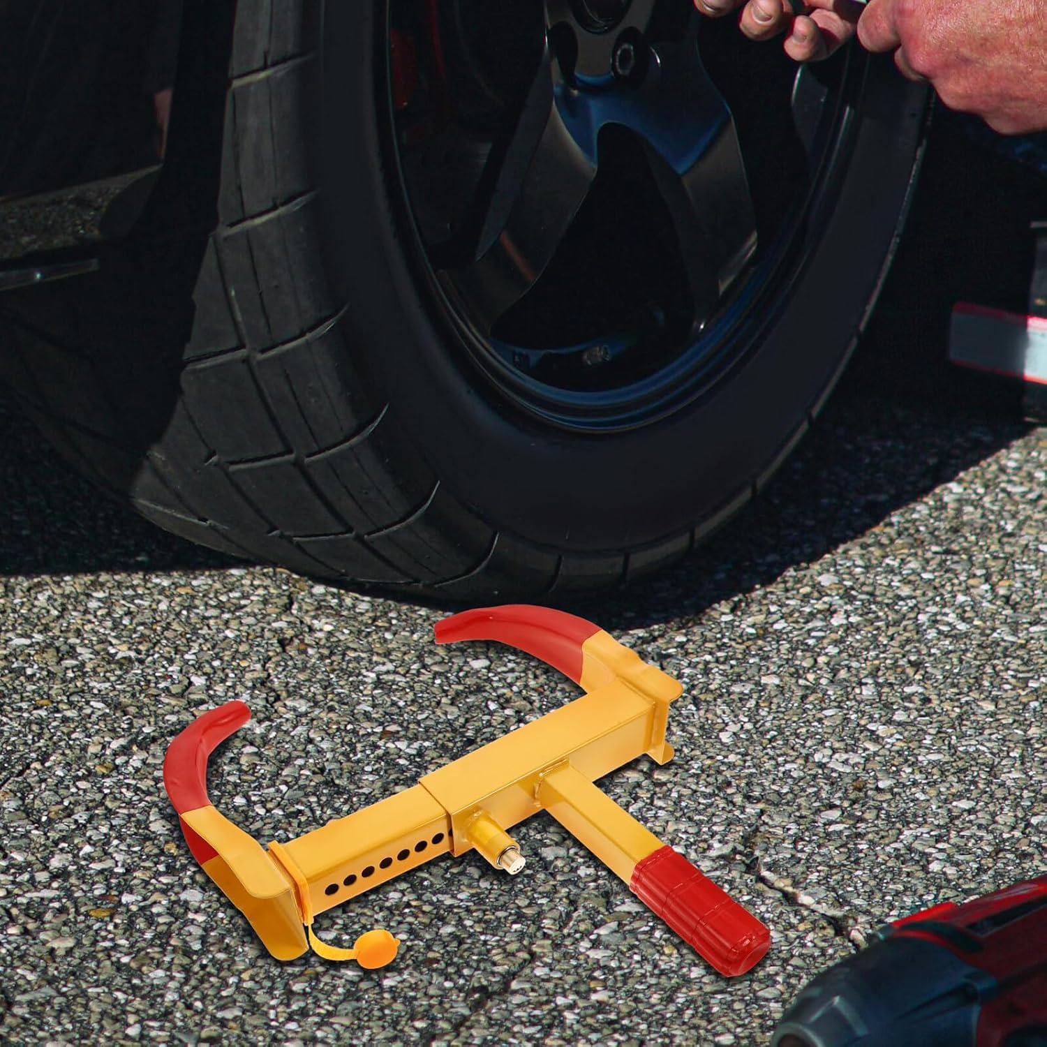 Wheel Clamp Lock for Cars Trailer Golf Cart Portable Anti-Theft Security Tyre Claw Lock with Strong Deterrent Easy Installation and Fit for Boats Motorcycles