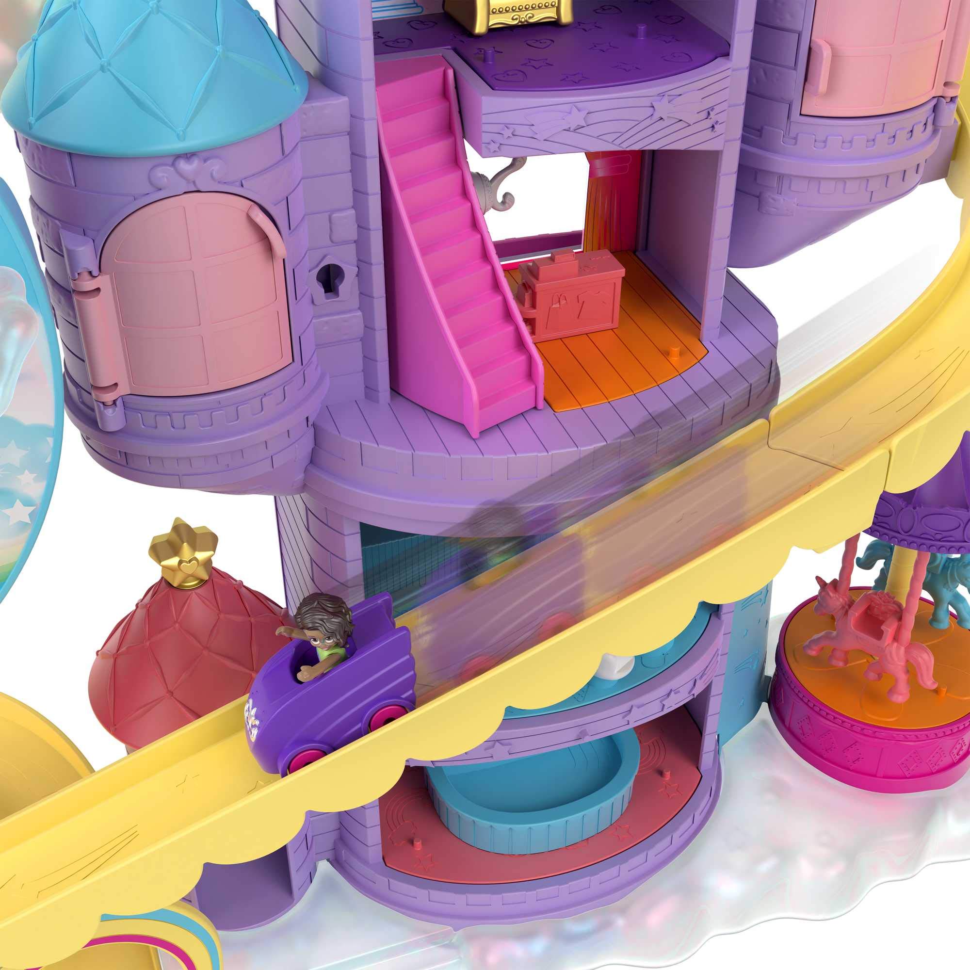 Polly Pocket Rainbow Funland Theme Park, 3 Rides, 7 Play Areas, Polly